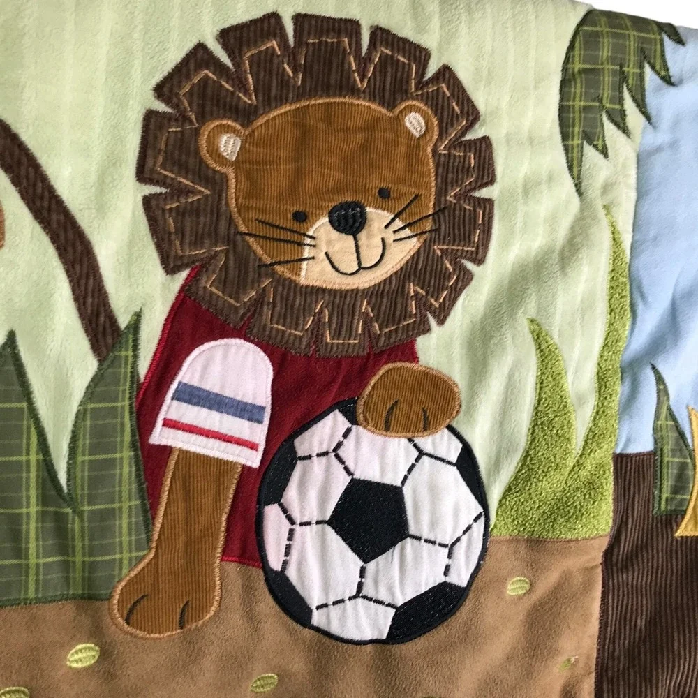 Lambs & Ivy Safari Crib Blanket Baby Jungle‎ Animal Sports Tan Nursery Bedding